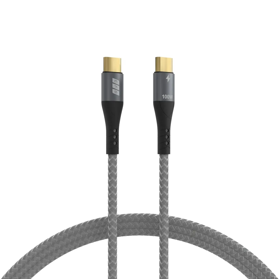 efb-multimedia-usb-c-kabel-100w-pd-5a-grau-textil image 1