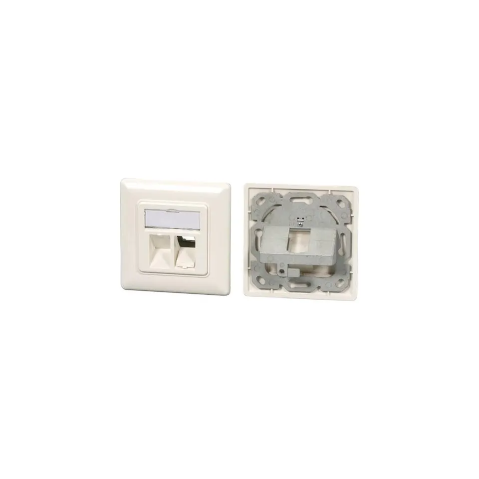 efb-kupferverkabelung-rahmenset-2-port-keystone-dose-ral9010 image 1