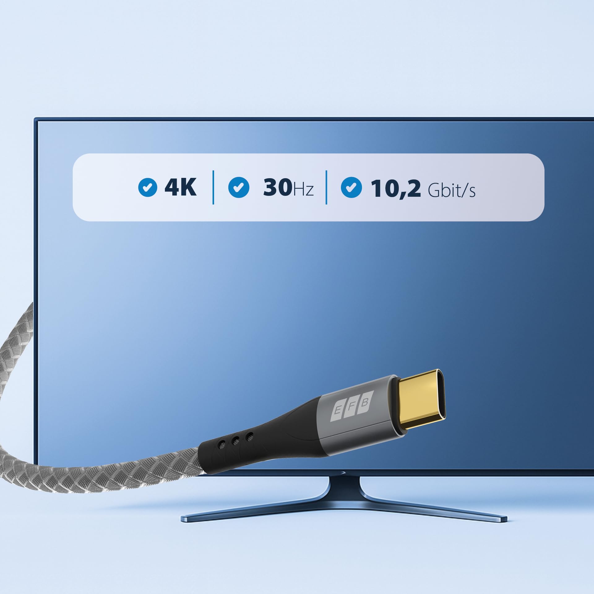 efb-multimedia-usb-c-hdmi-kabel-4k-30hz-1-8m-textil image 8