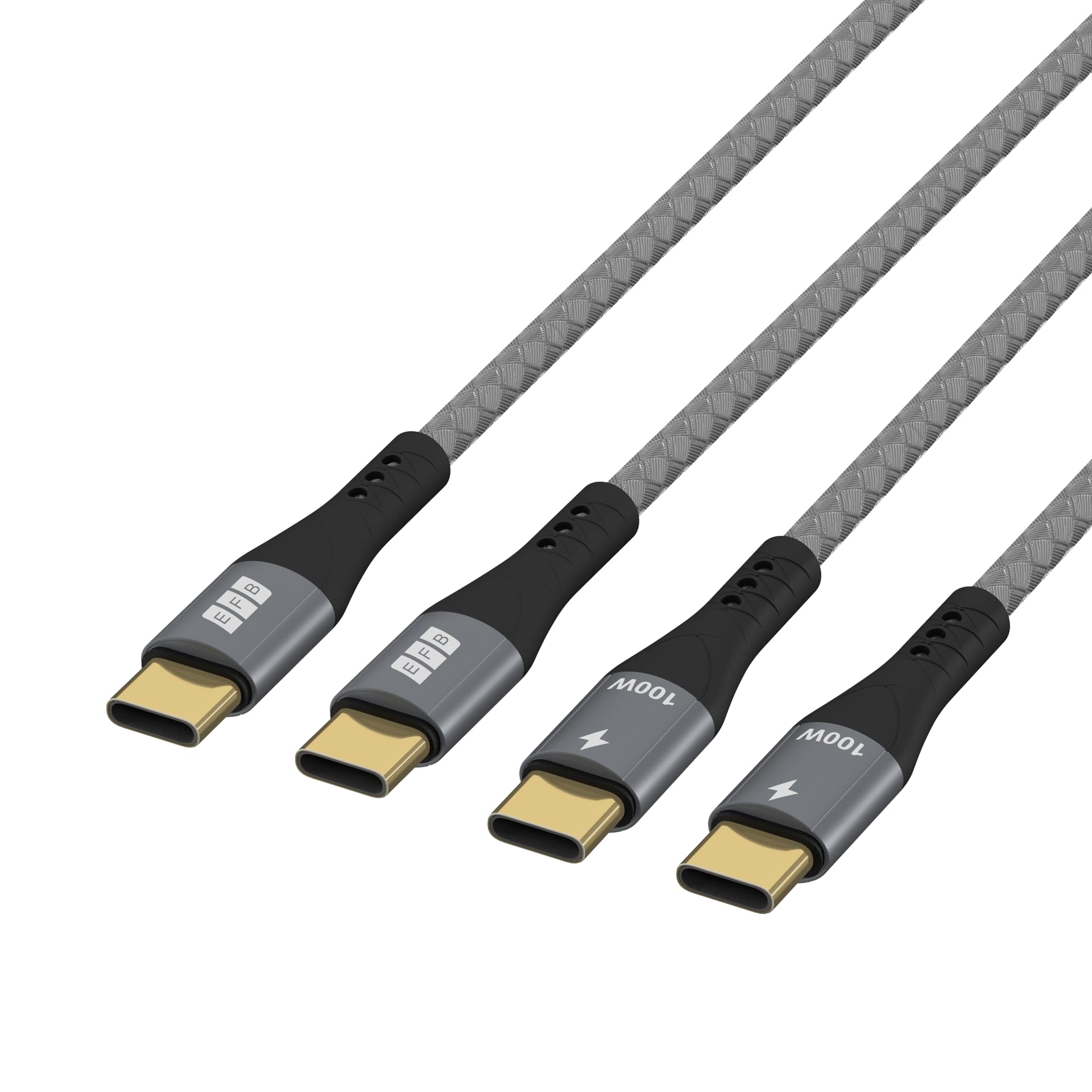efb-multimedia-usb-c-kabelset-2x2m-100w-pd-grau-textil image 3