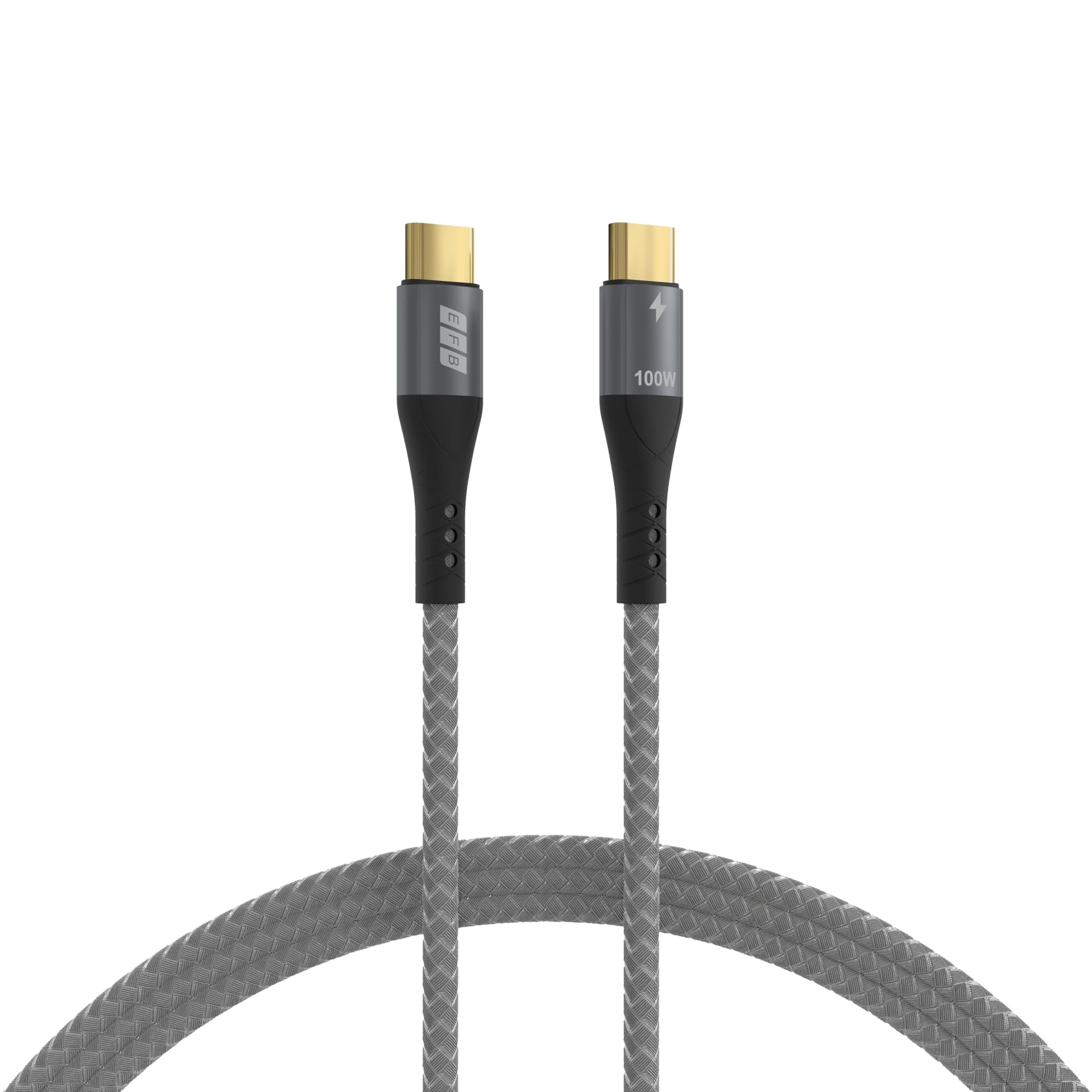 efb-multimedia-usb-c-kabel-100w-pd-5a-grau-textil image 1