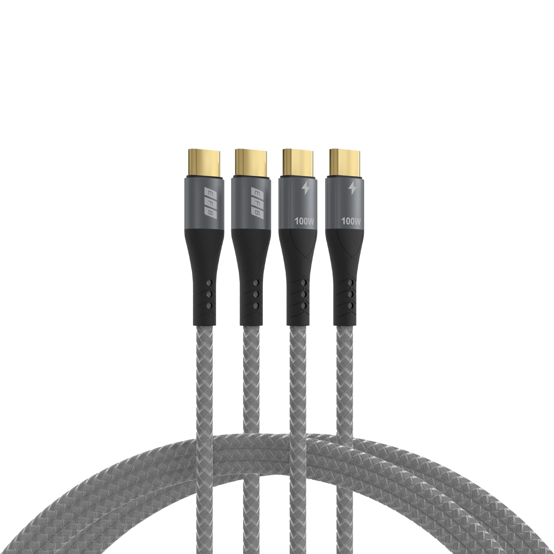 efb-multimedia-usb-c-kabelset-2x2m-100w-pd-grau-textil image 1