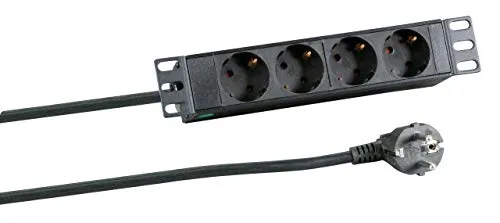 efb-elektronik-steckdosenleiste-10-1he-4x-schuko-alu-schwarz image 1
