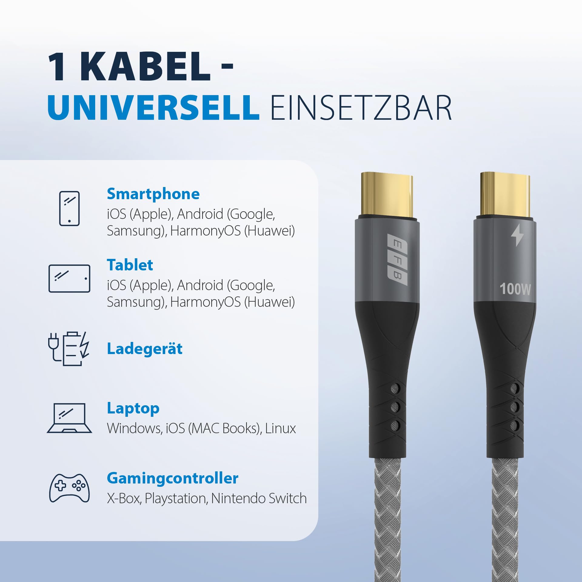 efb-multimedia-usb-c-kabel-100w-pd-5a-grau-textil image 6