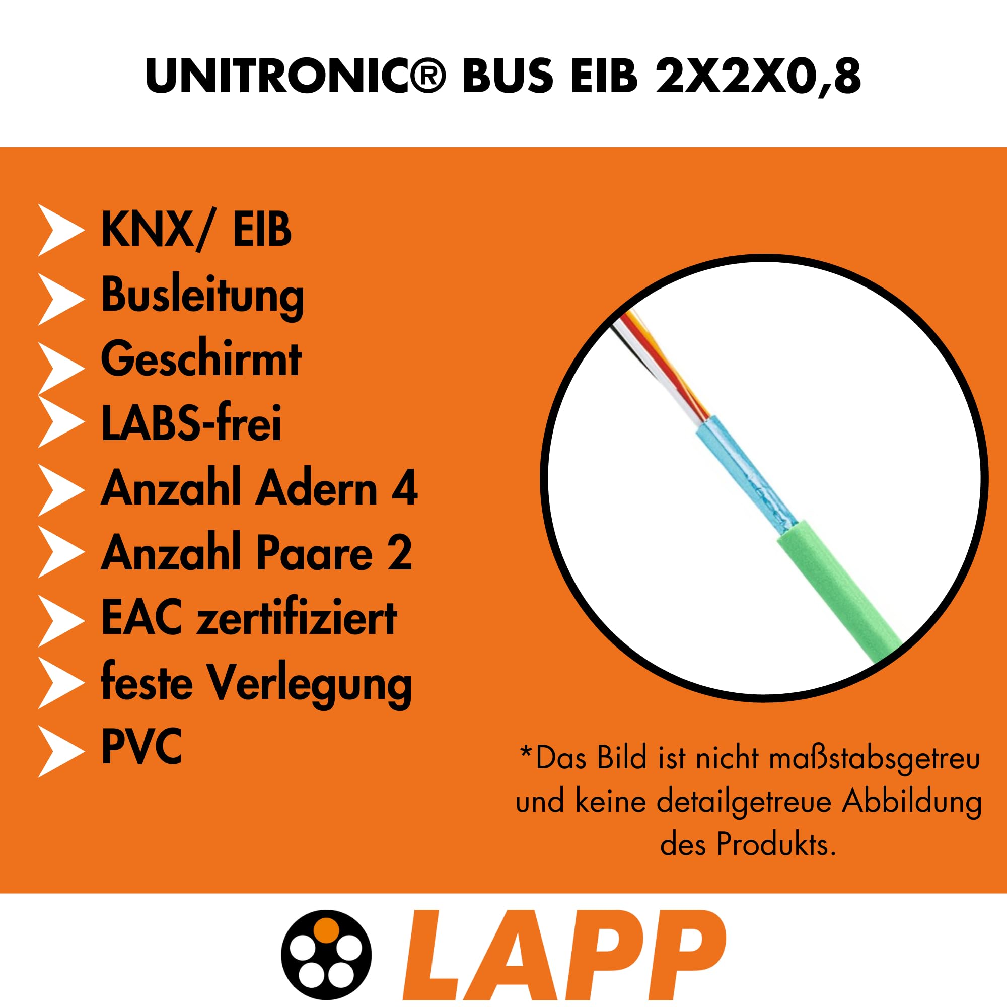 lapp-unitronic-bus-eib-knx-busleitung-2x2x0-8-10m-gr-n image 2