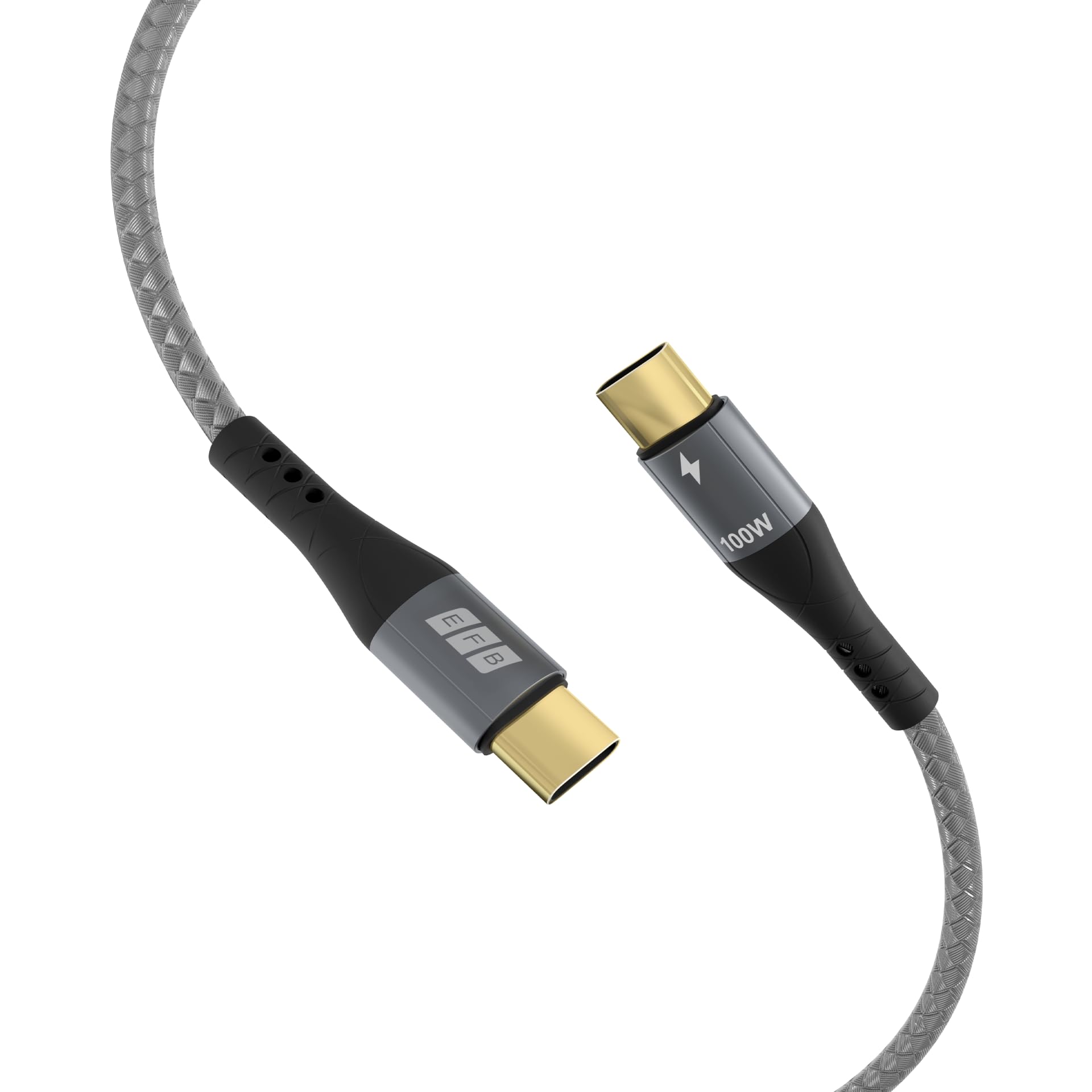 efb-multimedia-usb-c-kabel-100w-pd-5a-grau-textil image 2